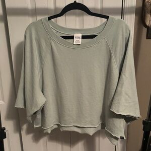 PINK Victoria's Secret Mint Green Crop Quarter Length Sleeve Sweatshirt